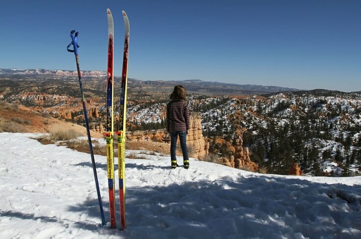 woman and skiis